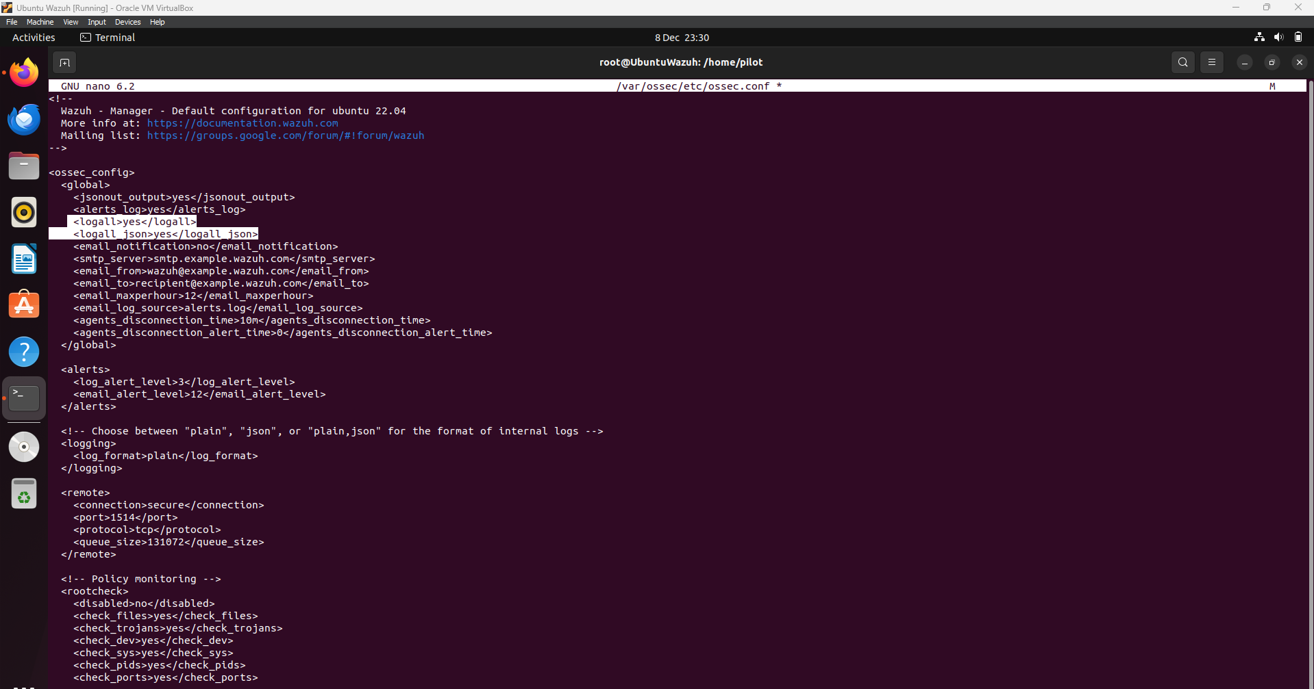 Configuring Wazuh to Log All Events